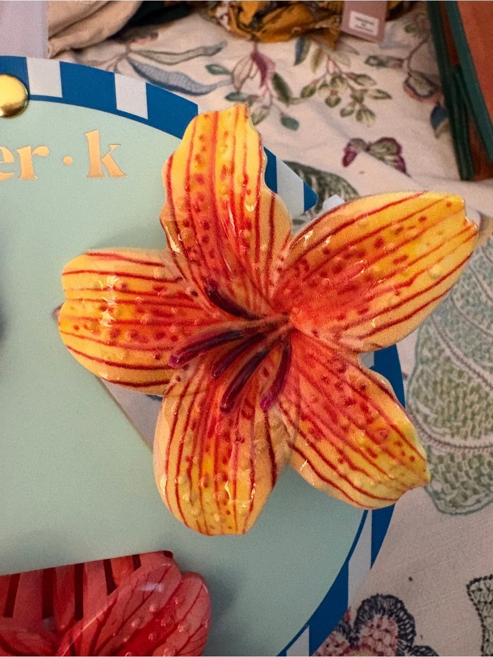 Piper K Floral Hair Clips in Yellow, Pink, and Red-Orange